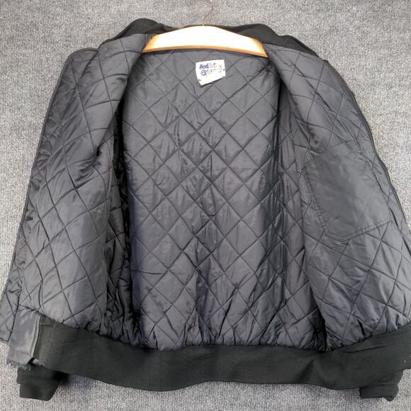 Vintage FedEx Federal Express Full Zip Coat Size L Gray Striped Quilted Liner - Picture 11 of 12